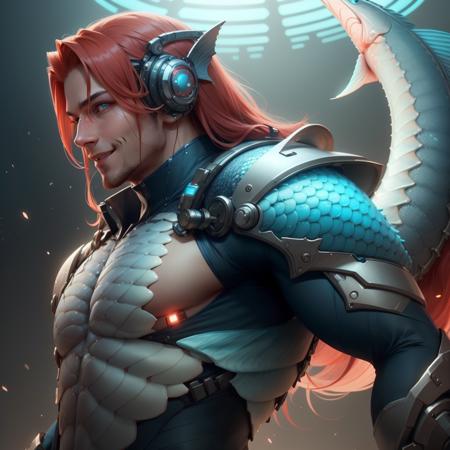 10792-123450-,fishytech ,scifi, scales ,_ scholar , scroll, 1boy,long hair, red hair, glowing eyes, smile ,closed mouth,man.png